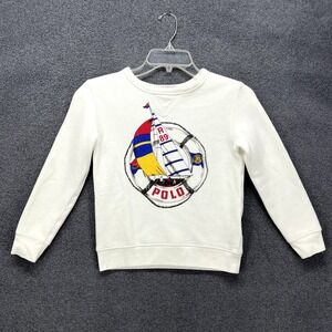 Polo Ralph Lauren R89 Sweatshirt Kids 7 White Nautical Sailing Regatta‎